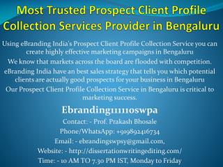 Most Trusted Prospect Client Profile Collection Services Provider in Bengaluru