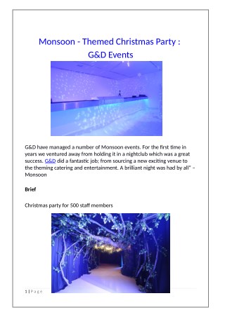 Monsoon - Themed Christmas Party : G&D Events