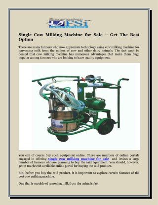 Single Cow Milking Machine For Sale – Get The Best Option