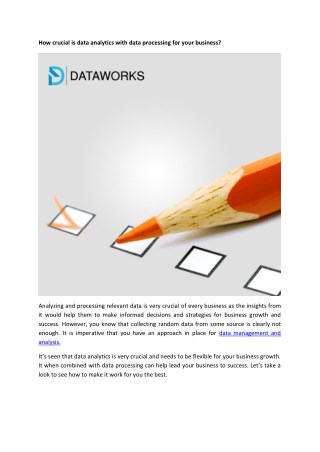 How crucial is data analytics with data processing for your business?