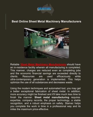 Best Online Sheet Metal Machinery Manufacturers