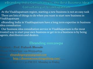 Consultancy is the Best Business Idea Consultancy in Visakhapatnam