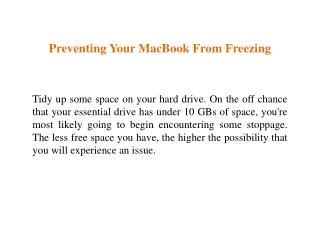 Preventing Your MacBook From Freezing