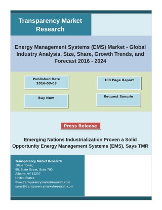Energy Management Systems Market Analysis and Forecast Study for 2016-2024