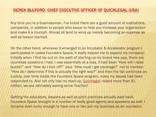 Derek Bluford, Chief executive officer of Quicklegal (USA)