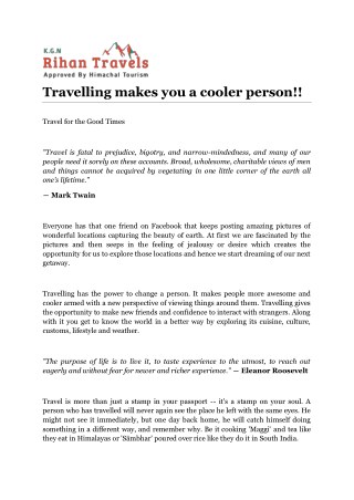 Travelling makes you a cooler person!!