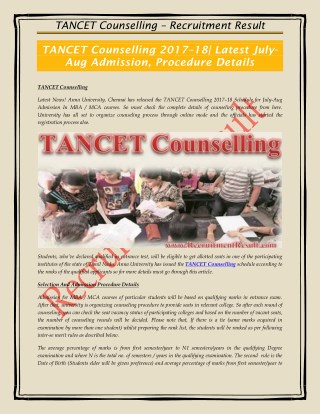 TANCET Counselling