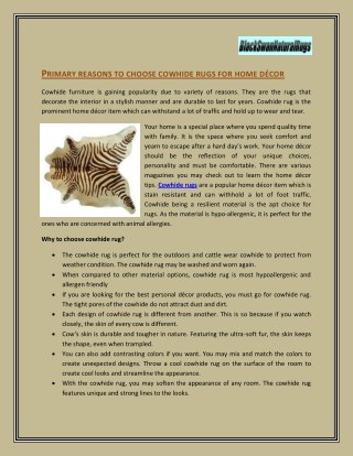Primary reasons to choose cowhide rugs for home décor : BlackSwanNaturalRugs