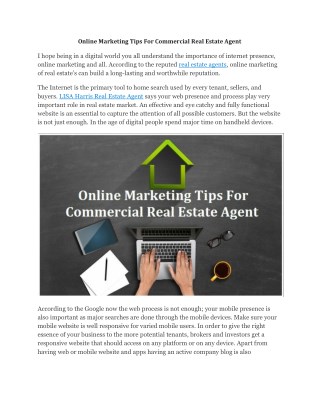 Online Marketing Tips For Commercial Real Estate Agent