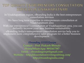 Top Quality Entrepreneurs Consultation Services in Visakhapatnam