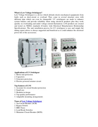 Low Voltage Switchgear Electrical Products