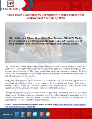 Clean Room Glove Industry Development Trends, Competition and Segment Analysis by 2022