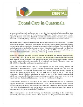 Dental Care in Guatemala