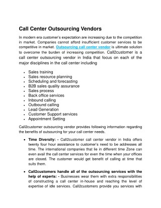 Call Center Vendors