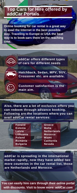 Top Cars for Hire offered by addCar Portals