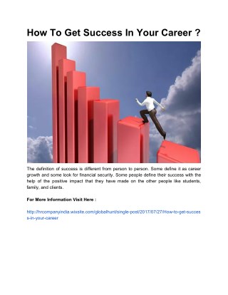 How To Get Success In Your Career ?