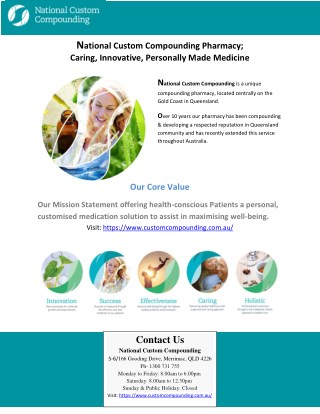 National Custom Compounding Pharmacy; Caring, Innovative, Personally Made Medicine