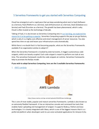 5 Serverless Frameworks to get you started with Serverless Computing