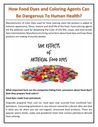 How Food Dyes and Coloring Agents Can Be Dangerous To Human Health?