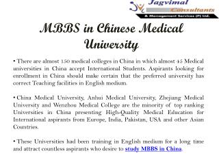 MBBS in Chinese Medical University