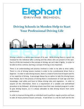 Driving Schools In Morden