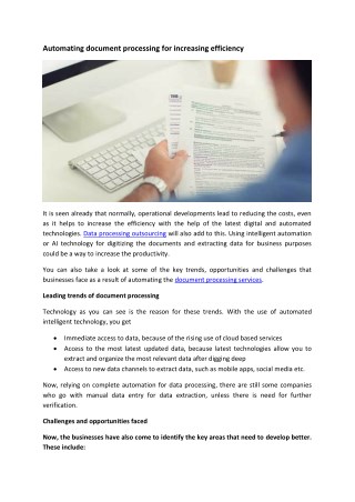 Automating document processing for increasing efficiency-offline article