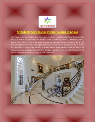 Affordable Services for Interior Design in Ghana