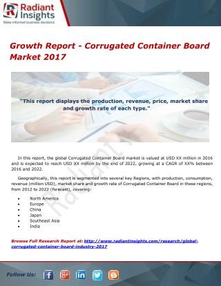 Growth Report - Corrugated Container Board Market 2017