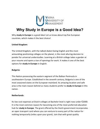 Why Study in Europe is a Good Idea?