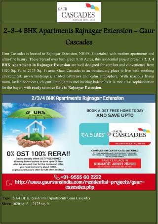 2-3-4 BHK Apartments Rajnagar Extension - Gaur Cascades