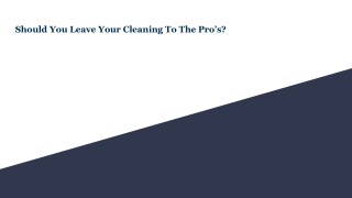 Should You Leave Your Cleaning To The Pro’s?