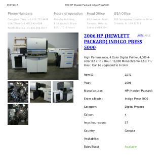 Buy Used 2006 HP (HEWLETT PACKARD) INDIGO PRESS 5000 Machine