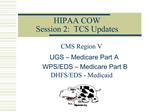 HIPAA COW Session 2: TCS Updates