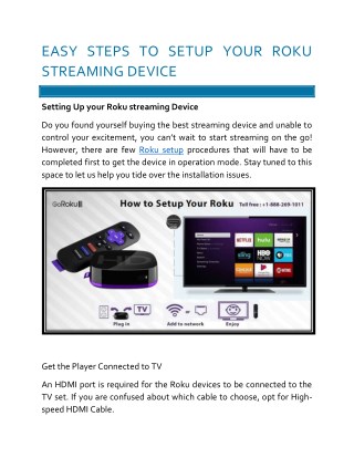 Easy Steps To Setup your Roku Streaming Device