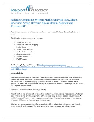 Avionics computing systems Market Analysis, Applications, Size, Share, Overview To 2022