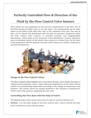Flow Control Valve Sensors - Proteus Industries