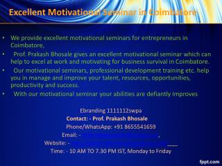 Excellent Motivational Seminar in Coimbatore