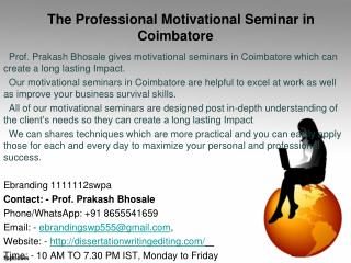 Professional Motivational Seminar in Coimbatore