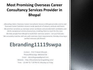 Most Promising Overseas Career Consultancy Services Provider in Bhopal