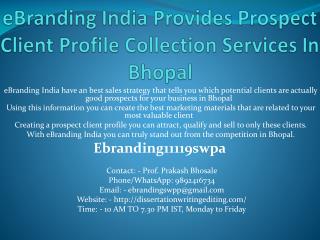 eBranding India Provides Prospect Client Profile Collection Services In Bhopal