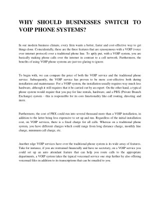 Why should businesses switch to voip phone systems