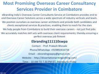 Most Promising Overseas Career Consultancy Services Provider in Coimbatore