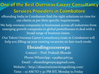 One of the Best Overseas Career Consultancy Services Providers in Coimbatore