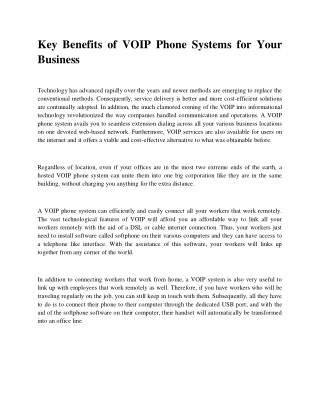 Key Benefits of VOIP Phone Systems for Your Business