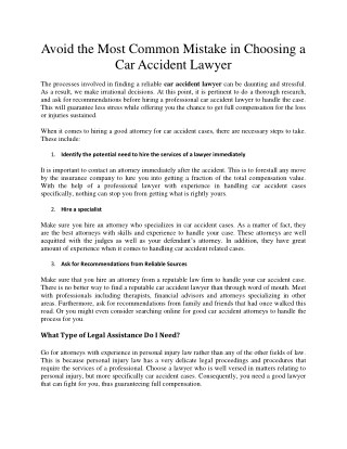 Avoid the Most Common Mistake in Choosing a Car Accident Lawyer