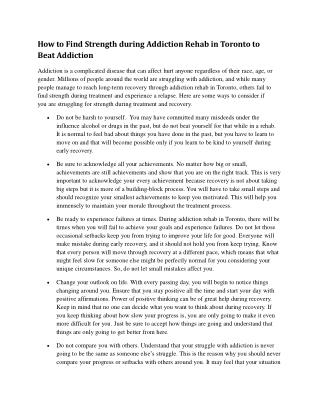 How to Find Strength during Addiction Rehab in Toronto to Beat Addiction