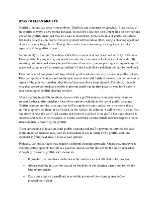 WAYS TO CLEAN GRAFFITI