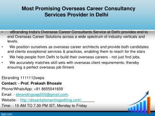 Overseas Career Consultancy Services Provider in Delhi