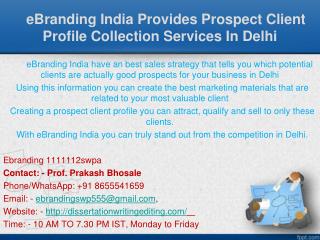 Prospect Client Profile Collection Services In Delhi