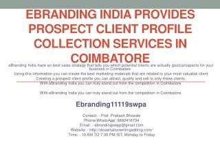 eBranding India Provides Prospect Client Profile Collection Services In Coimbatore